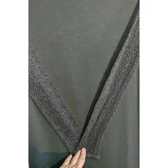 Eileen Fisher Black Midi Dress Jersey/Mesh Fishnet Size Small EUC! - Picture 10 of 14